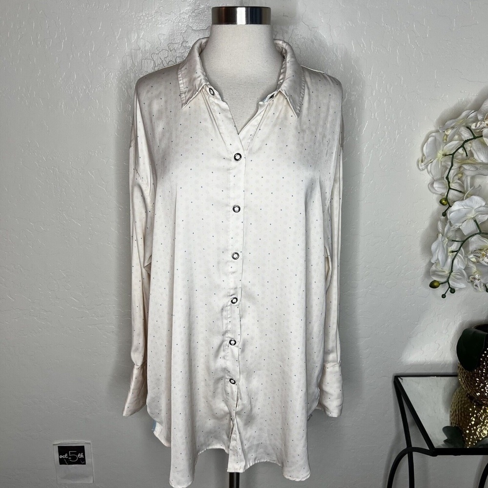 We The Free Womens Button Front Shirt Multicolor Polka Dot Size L